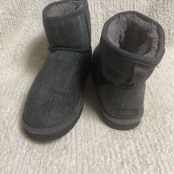 UGG  Men’s Denim Charcoal Gray slip on Ankle Boots fur lining  SZ11 main image 7